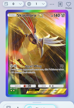 Skarmory Rainbow Rare 2⭐, Pokemon TCG POCKET, Wisdom of Sea and Sky, English - Image 1