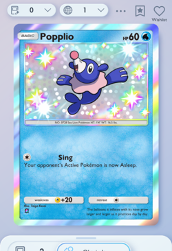 Pokemon TCG POCKET - Popplio Shiny 1⭐, Mega-Rising, English - Image 1