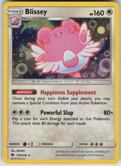 Pokemon TCG Blissey Holo Rare SM - Lost Thunder 153/214 - Image 1