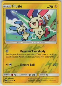Pokemon TCG Plusle Uncommon Reverse Holo SM - Celestial Storm 53/168 - Image 1