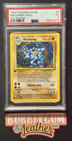 1999 Pokemon Game #8 Machamp Holo 1st Edition PSA 5 EX - Image 1