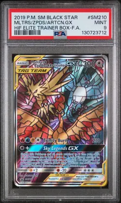 Moltres Zapdos Articuno GX Hidden Fates ETB Pokemon Black Promo SM210 PSA 9 - Image 1