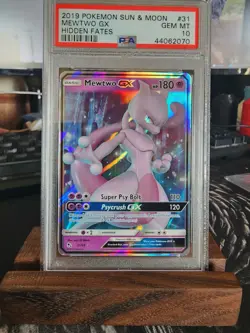 2019 POKEMON SUN & MOON HIDDEN FATES #31 MEWTWO GX PSA 10 - Image 1