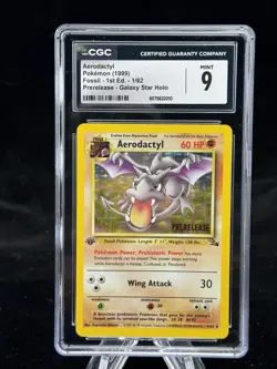 Aerodactyl Galaxy Holo #1 1st Edition Fossil Prerelease 1999 Pokemon CGC 9 🦖 - Image 1