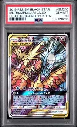 PSA 10 Legendary Birds GX #SM210 2019 Pokemon SM Promo Hidden Fates - Image 1
