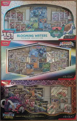 3 Box Lot Pokemon Great Tusk Ex Blooming Waters Lucario Tyranitar Collection - Image 1