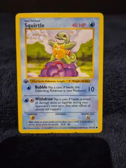 Pokemon Squirtle 1st Edition Base Set Card 63/102 - Image 1