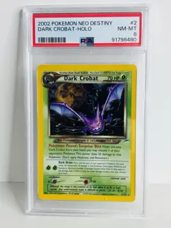 Dark Crobat 2/105 Neo Destiny Holo WOTC Pokemon Card PSA 8 Near Mint - Image 1