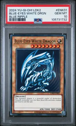 2024 YU-GI-OH! LEGEND DECKS II BLUE RIPPLE #ENK01 BLUE-EYES WHITE DRAGON PSA 10 - Image 1