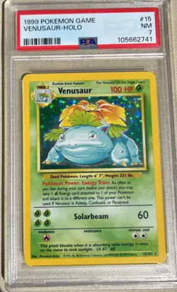 Pokemon Card Game Vintage Venusaur 015/102 Base Set Holo PSA 7 - Image 1