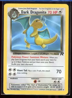Dark Dragonite 22/82 LP/Pl Unlimited Team Rocket Non-Holo Rare Pokemon - Image 1