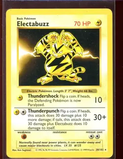 Electabuzz 20/102 Non-Holo Rare Ex/NM- Shadowless Base Set Pokemon - Image 1