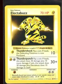Electabuzz 20/102 Non-Holo Rare Ex/NM- Shadowless Base Set Pokemon - Image 3