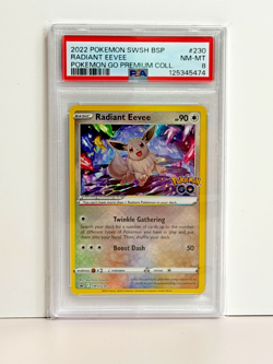 2022 Pokemon Swsh Black Star Promo Radiant Eevee #230 Pokemon Go Shiny PSA 8 BSP - Image 1