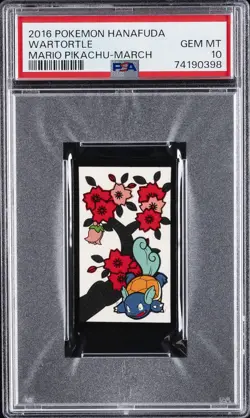 2016 POKEMON HANAFUDA MARIO PIKACHU MARCH CHERRIM/WARTORTLE PSA 10 - Image 1