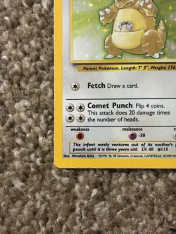 Pokemon TCG Kangaskhan Jungle 5/64 Holo Unlimited Holo Rare 1999 - Image 2