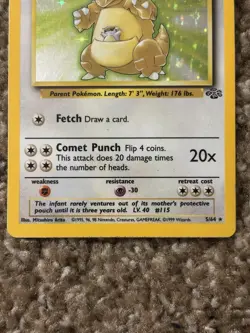 Pokemon TCG Kangaskhan Jungle 5/64 Holo Unlimited Holo Rare 1999 - Image 3