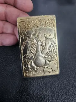 1999 Burger King Pokemon 23K Gold Plated Charizard Metal Trading Card Mini - Image 1