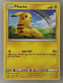 Pikachu 28/73 Shining Legends Pokemon TCG Card Game Common Regular Non-Holo LP - Image 1