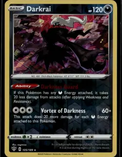 Darkrai Holo Rare SWSH03: Darkness Ablaze 105/189 Darkness Reverse Holo Pokemon - Image 1