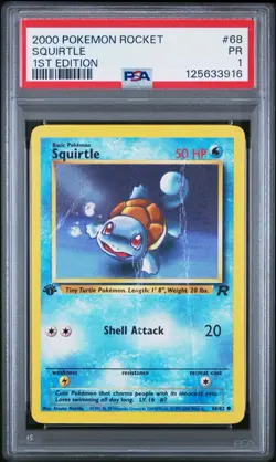 PSA 1 Squirtle 1st Edition Team Rocket 68/82 Rare 2000 Pokemon WoTC PR - Image 1