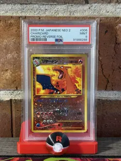 Pokemon 2000 Charizard #6 Neo File Promo PSA 9 - Image 1