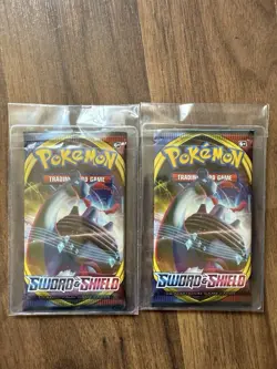 Lot of 2 Pokemon TCG Sword And Shield Booster Packs, New, Sealed 820650806520 - Image 1