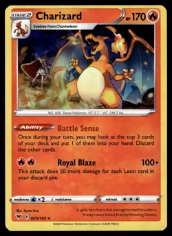 CHARIZARD - 025/185 Cracked Ice Holo Vivid Voltage Pokemon MISCUT NM - Image 1
