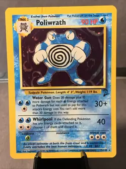 Pokemon TCG Poliwrath 13/102 Base Set 2 Unlimited Holo Rare WOTC VTG 1999 MP - Image 1