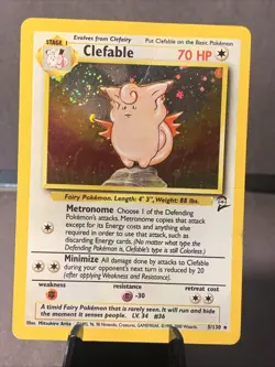 Pokemon TCG Clefable #5/130 Base Set 2 Unlimited Holo Rare WOTC VTG 2000 Swirl - Image 3