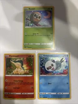 Pokemon TCG Rowlet SWSH220 Cyndaquil SWSH221 Oshawott SWSH222 Cosmos Holo NM - Image 1