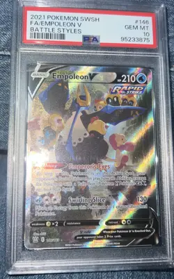 2021 POKEMON SWORD & SHIELD BATTLE STYLES #146 FULL ART/EMPOLEON V PSA 10 - Image 1