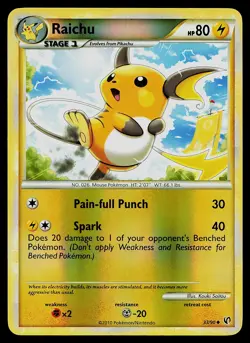 Pokemon Card - Raichu Undaunted 33/90 Reverse Holo - Image 1