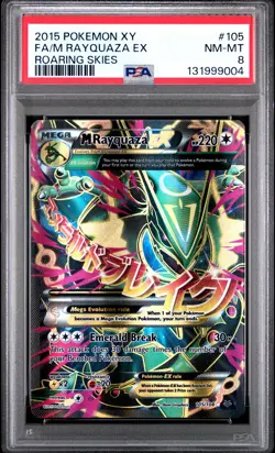 2015 POKEMON XY ROARING SKIES #105 FULL ART/M RAYQUAZA EX PSA 8 - Image 1