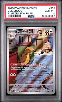 2025 Pokemon Meg EN-Mega Evolution Gumshoos Illustration Rare PSA 10 #153 Trump - Image 1