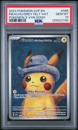 Pokemon Pikachu with Grey Felt Hat Van Gogh Full Art Promo SVP EN 085 PSA 10 - Image 1