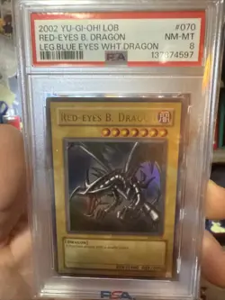 Yu-Gi-Oh Red Eyes Black Dragon Holo Card Anime Retro Art Rare Secret Alternative - Image 1