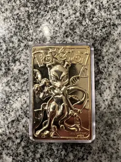 1999 Burger King Limited Edition Pokemon Trading Card 23K Gold Plated Mewtwo - Image 2