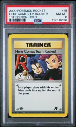 117916196 Here Comes Team Rocket! 2000 Pokemon Rocket First Edition #15/82 PSA 8 - Image 1