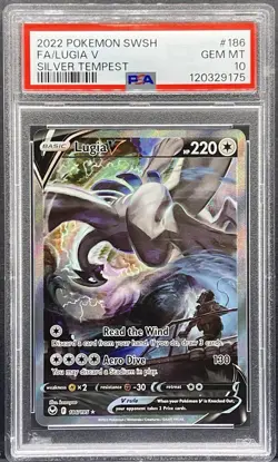 2022 Pokemon Sword & Shield Silver Tempest Lugia V #186 Fa Silver Tempest PSA 10 - Image 1