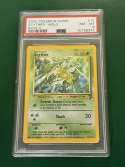 Scyther - Pokemon 2000 TCG HOLO RARE Card 17/130 WOTC Base Set 2 - PSA 8 NM-MT - Image 1