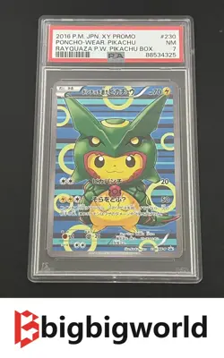 Japanese Pokemon TCG XY Promo Rayquaza Poncho-Wearing Pikachu 230/XY-P PSA7 - Image 1
