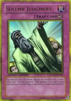 Yugioh! LP Solemn Judgment - GLD2-EN044 - Gold Rare - Limited Edition Lightly Pl - Image 1