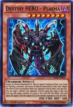Yugioh! LP Destiny HERO - Plasma - DESO-EN012 - Super Rare - 1st Edition Lightly - Image 1