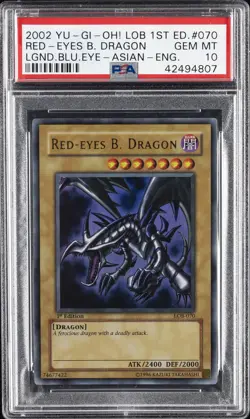 2002 YU-GI-OH! LOB-LEGEND OF BLUE EYES WHITE DRAGON RED-EYES B. DRAGON PSA 10 - Image 1
