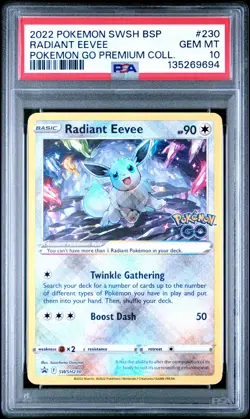 Radiant Eevee Pokemon Go Premium Coll. Swsh Black Star Promo 230 PSA 10 - Image 1