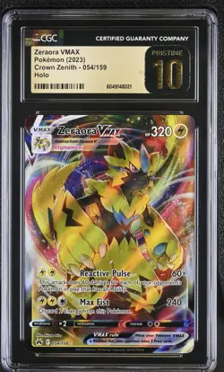 CGC 10 Pristine Pokemon 2023 Crown Zenith #054/159 Zeraora VMAX Ultra Rare Holo - Image 1