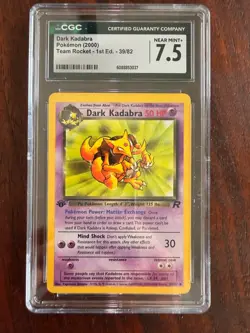 2000 Pokemon Team Rocket Dark Kadabra 1st Edition 39/82 NON HOLO CGC 7.5 - Image 1