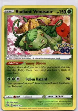 Radiant Venusaur Radiant Rare Pokemon GO 004/078 NM - Image 1