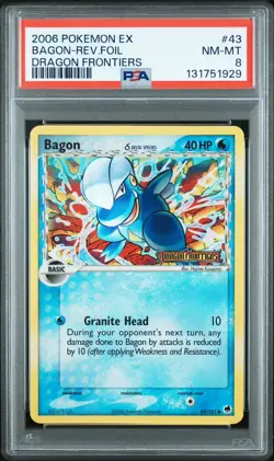 2006 Pokemon EX Dragon Frontiers Bagon Rev Holo 43/101 PSA 8 - Image 1